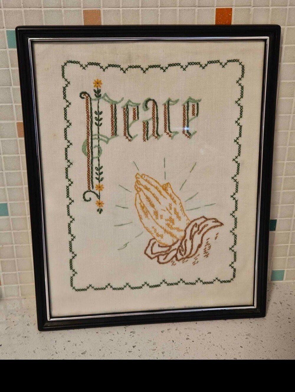 Vintage Cross Stitch Praying Hands